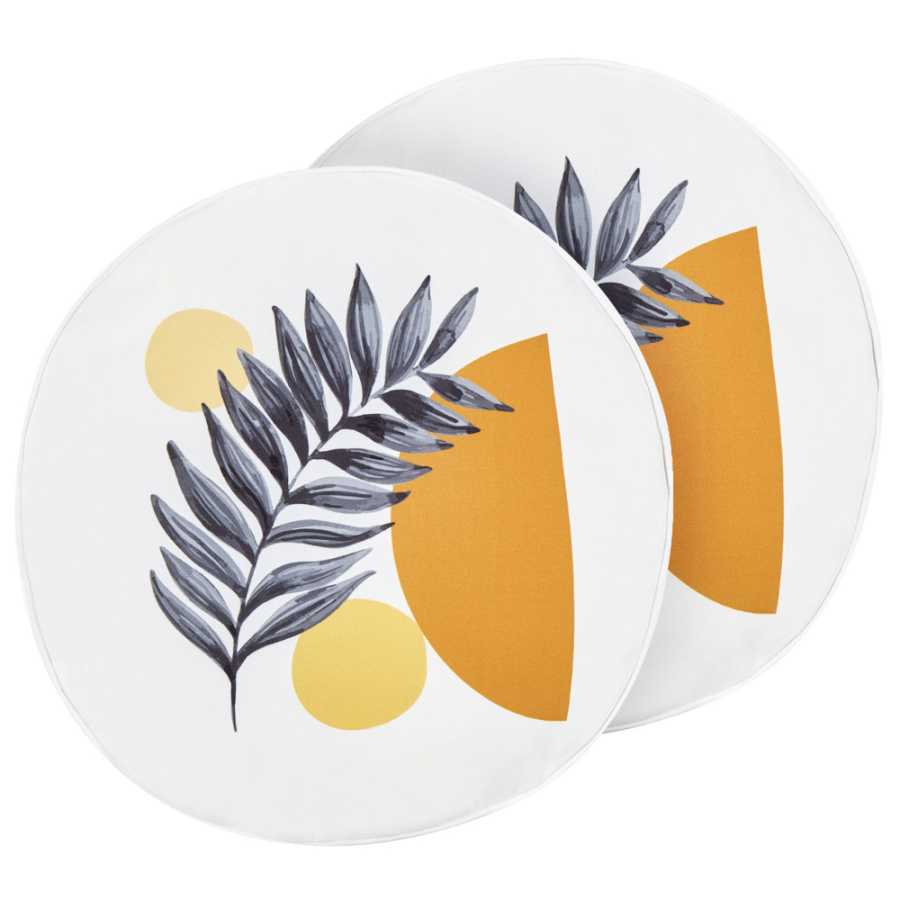 Zestaw 2 poduszek ogrodowych wzór roślinny viozene 40 x 40 cm biały