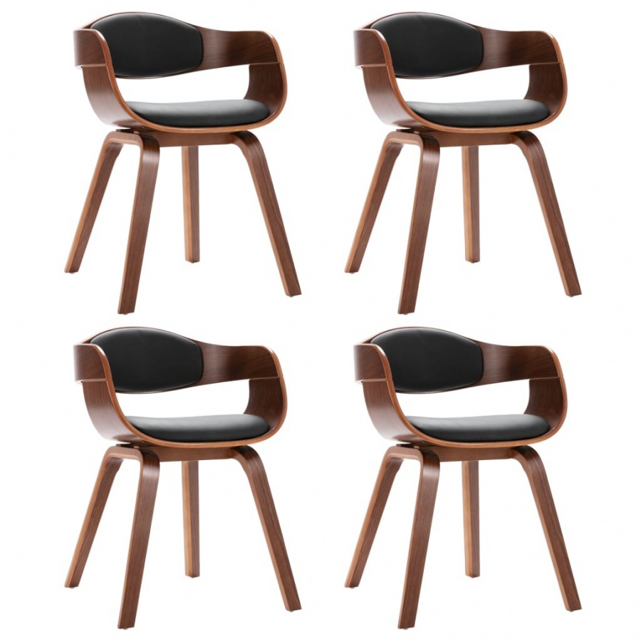 Krzesła stołowe, 4 szt., gięte drewno i sztuczna skóra