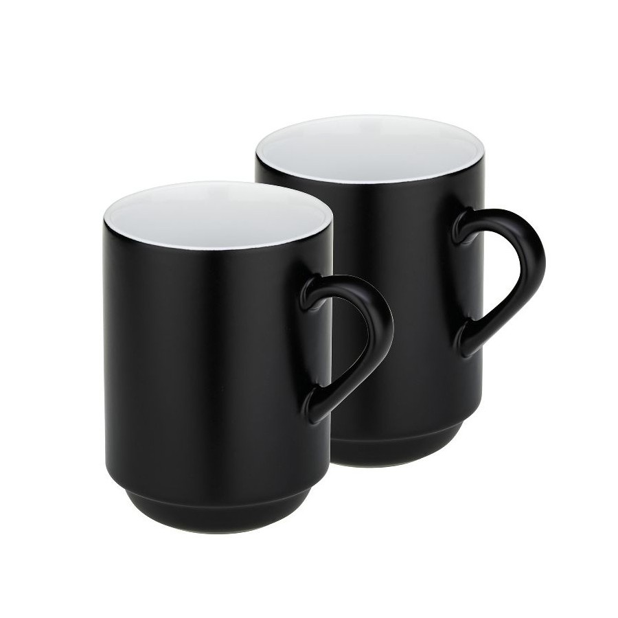Kubki, 2 szt., ceramika, 0,3 l, śred. 7,5 x 11 cm, czarne