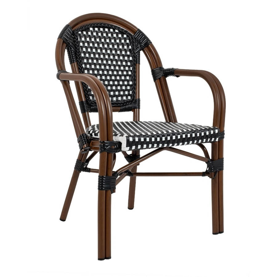 Krzesło cafe paris arm brązowe rattan