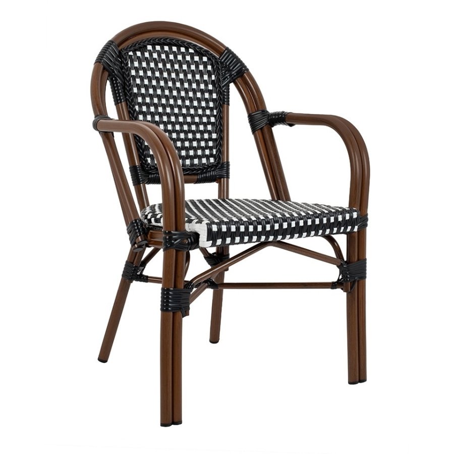 Krzesło cafe paris arm brązowe rattan