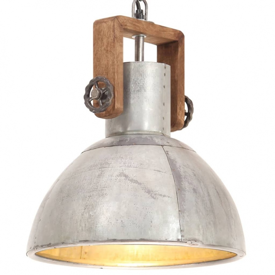Industrialna lampa wisząca, 25 W, srebrna, okrągła, 30 cm, E27