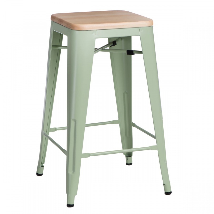 Krzesło barowe Paris Wood D2 65cm sosna naturalna-zielone