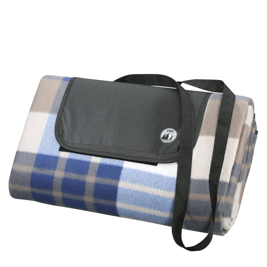 Koc piknikowy, 145 x 130 cm, wodoodporny, niebiesko-brązowy