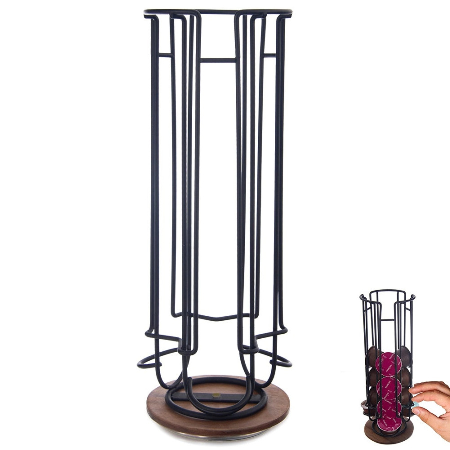 Stojak na kapsułki do kawy obrotowy metalowy czarny radka 33,5 cm