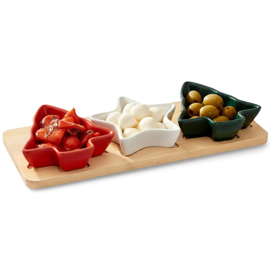 Miseczki na przekąski porcelanowe na tacy 4 el.