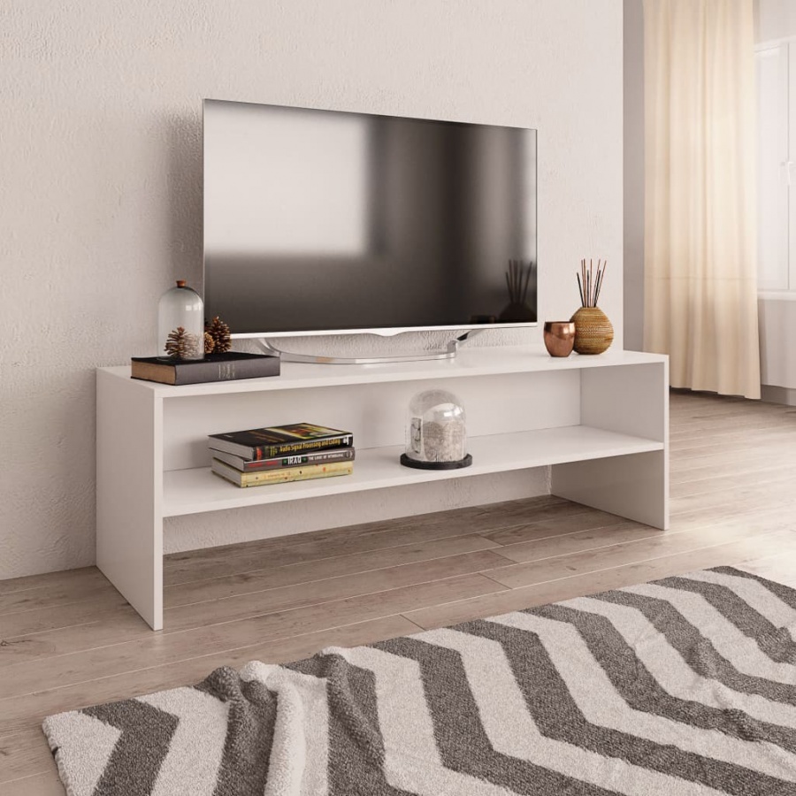 Szafka pod TV, biała, 120 x 40 x 40 cm, płyta wiórowa