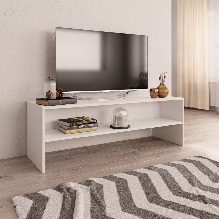 Szafka pod TV, biała, 120 x 40 x 40 cm, płyta wiórowa