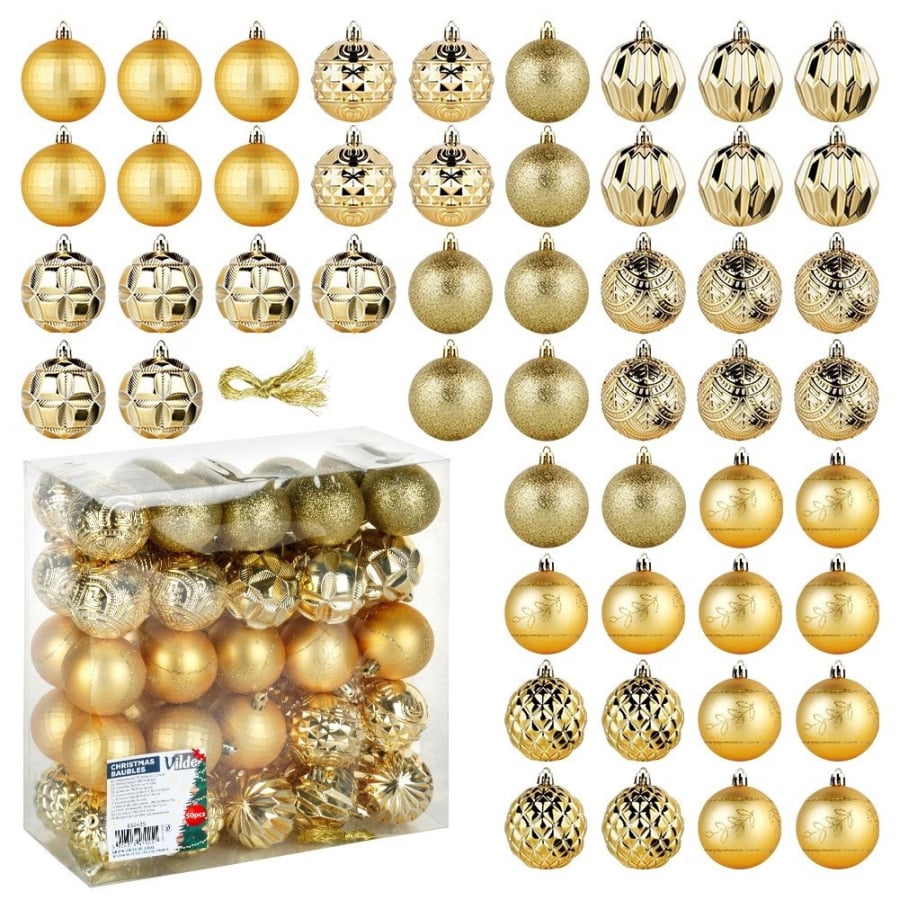 Bombki choinkowe nietłukące złote 6 cm 50 szt.