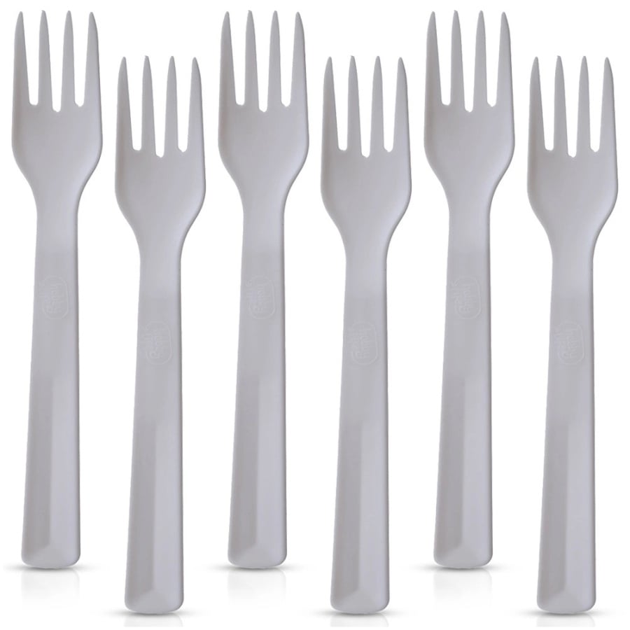 Widelce stołowe plastikowe szare SANDY 18 cm 6 szt.