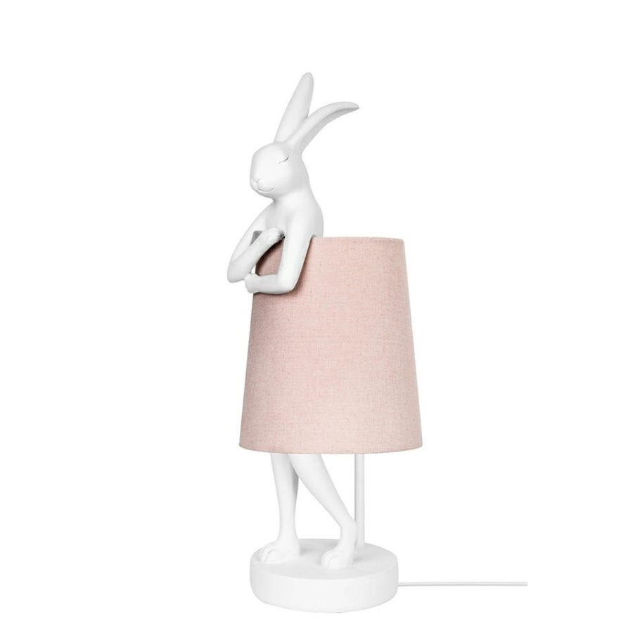 Kare lampa stołowa rabbit 68 cm biała / róźowa