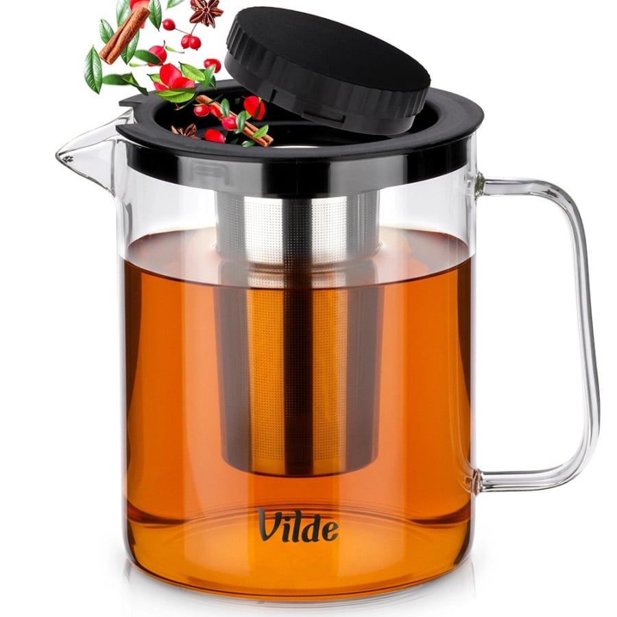 Dzbanek z zaparzaczem do herbaty szklany żaroodporny 1,5 l