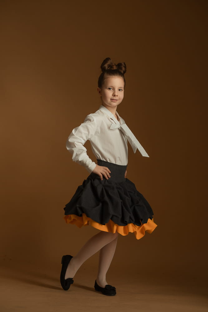 Spódnica podwójnie spieniona dziecięca mandarynkowa