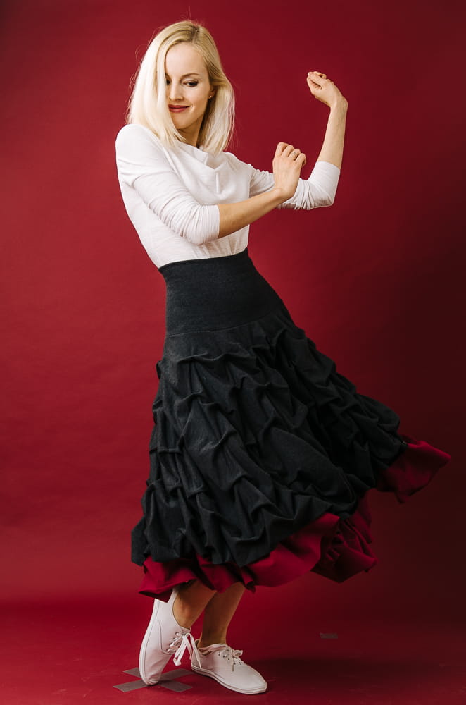 Spódnica podwójnie spieniona damska długa amarant