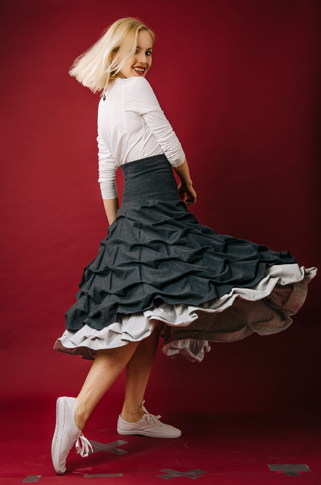 Spódnica podwójnie spieniona damska długa szara