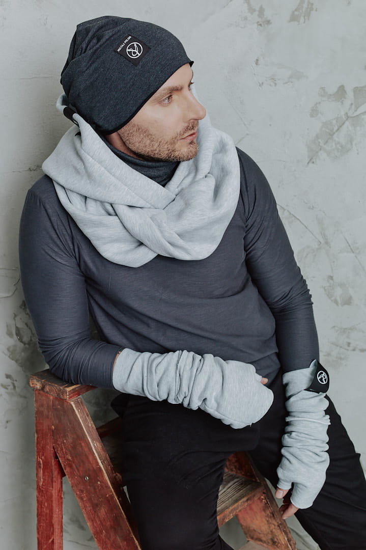 Incognito - Kaptur męski megajasny z golfem ciemnym