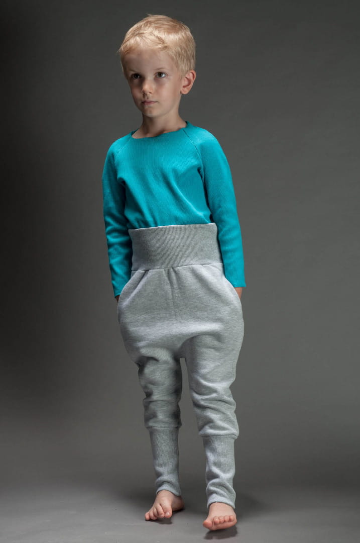 Spodnie wąskie dziecięce szare z czernią