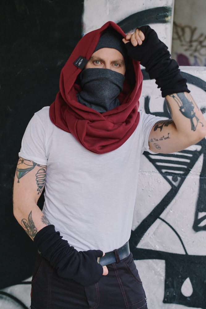 Incognito - Kaptur męski bordo z golfem