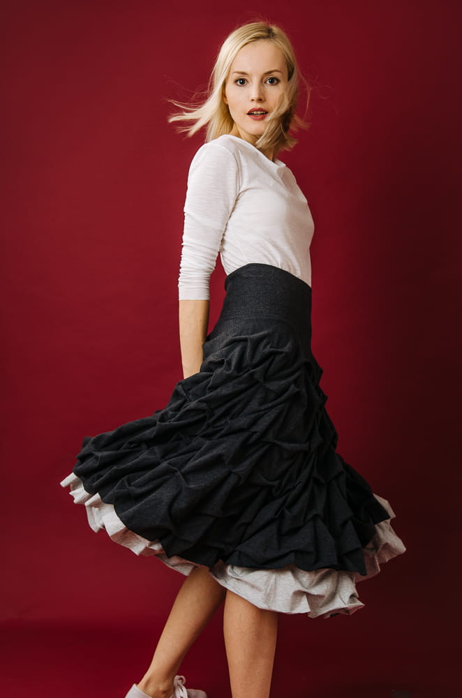 Spódnica podwójnie spieniona damska midi szara