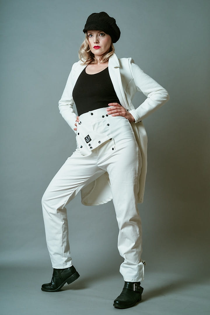 Spodnie Oficery Damskie Śmietankowe