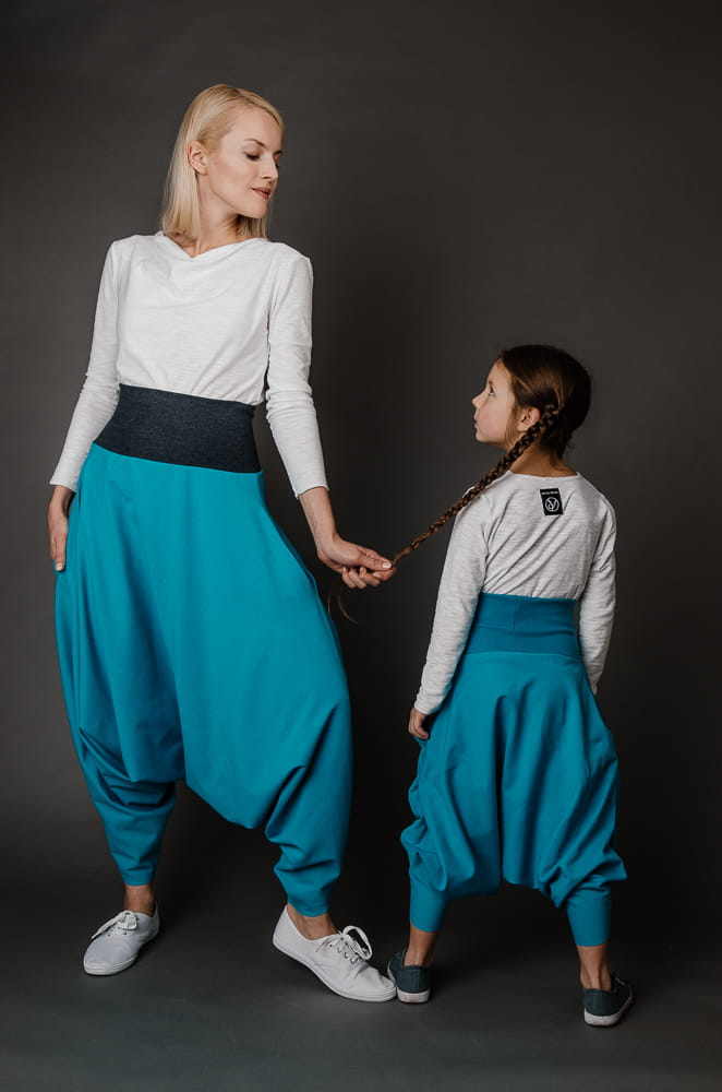 Haremki Turkus Komplet Mama/Dziecko