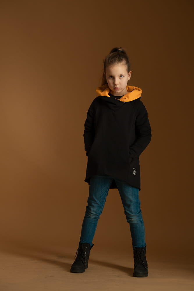Bluza bokserska dziecięca czarna z mandarynką