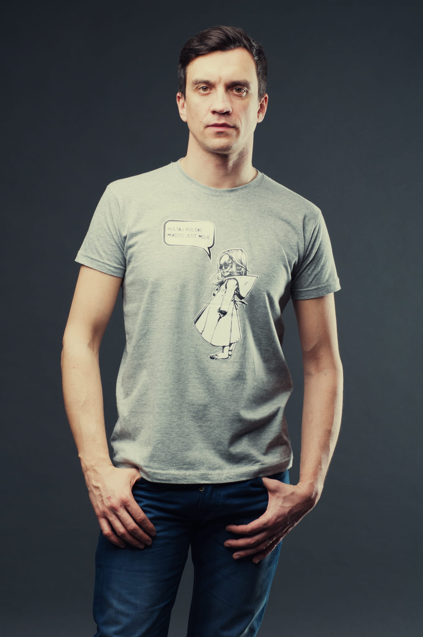 T-shirt MIASTO JEST MOJE męski szary