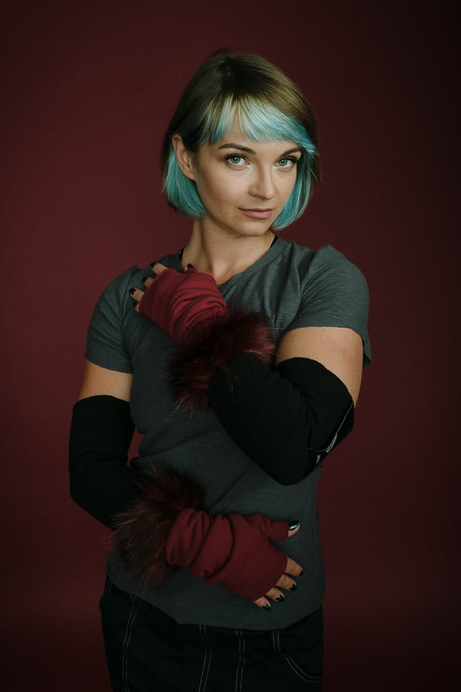 Rękawiczki Łotrzyce Bordo z bordowym futrem