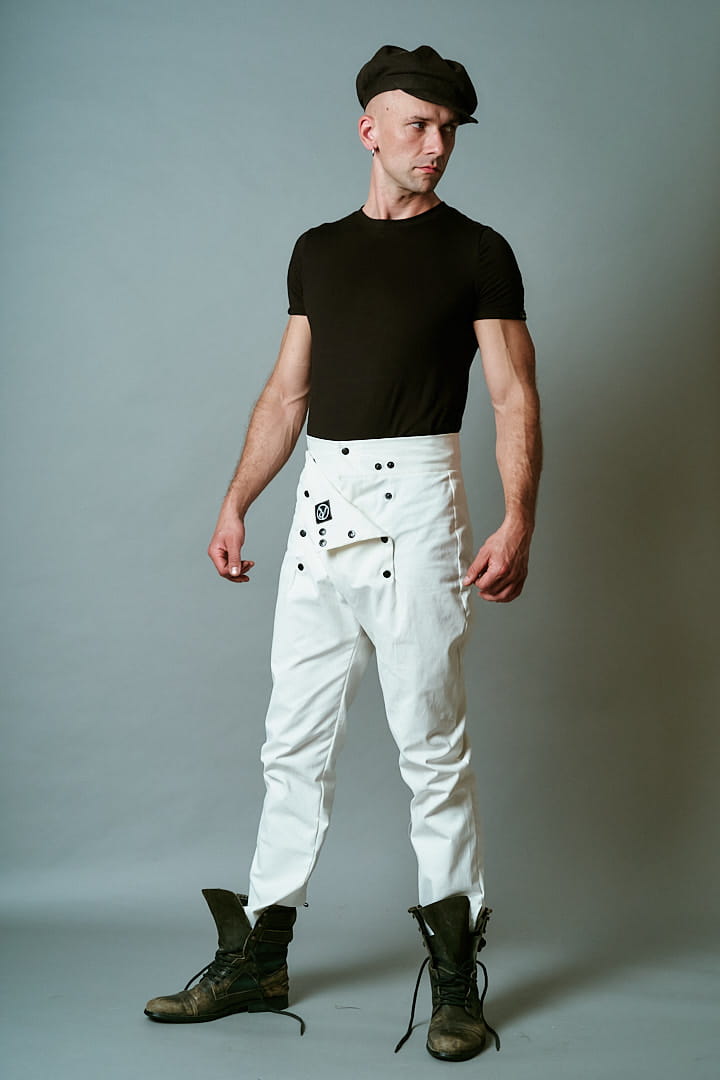 Spodnie Oficery Męskie Śmietankowe