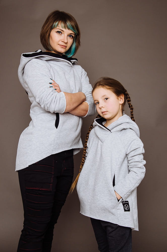 Bluza Bokserska Szara Komplet Mama/Dziecko