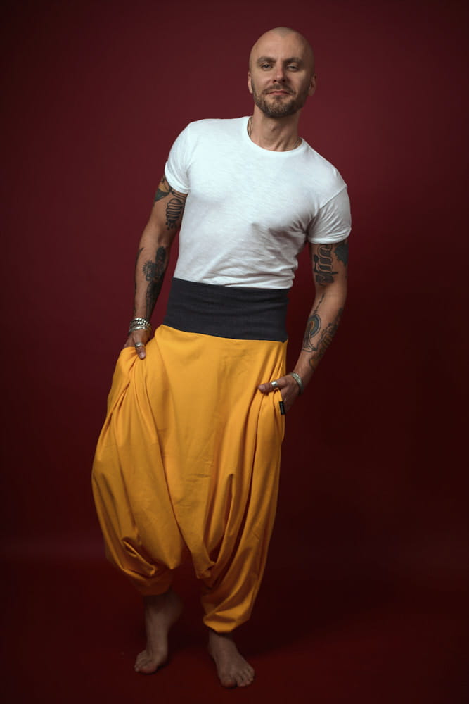 Spodnie Haremki męskie mandarynkowe