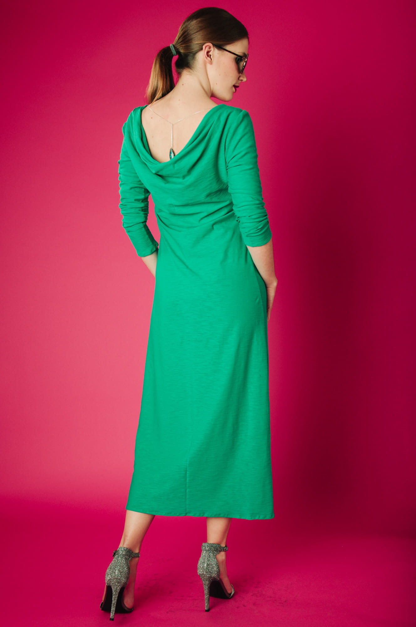 Długa Sukienka GŁĘBOKA WODA szmaragd