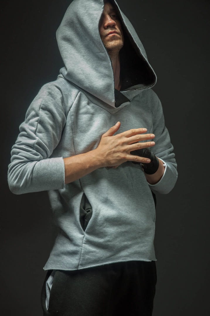 Bluza bokserska męska szara z czernią