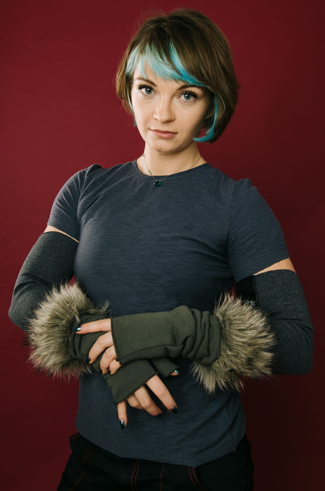 Rękawiczki Łotrzyce Khaki z futerkiem