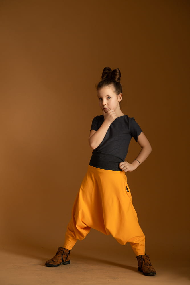 Spodnie Haremki dziecięce mandarynkowe