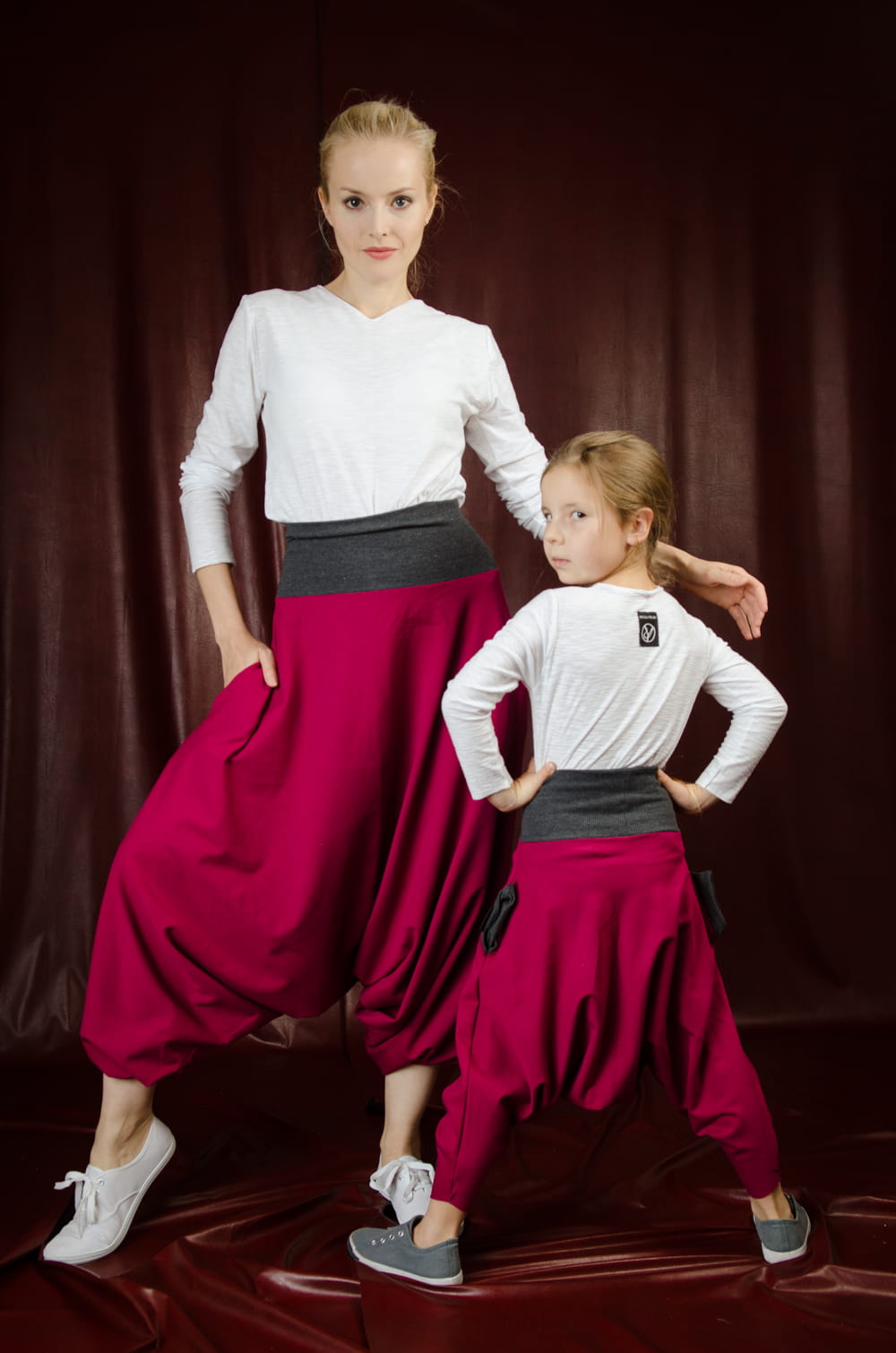 Haremki Bordo Komplet Mama/Dziecko