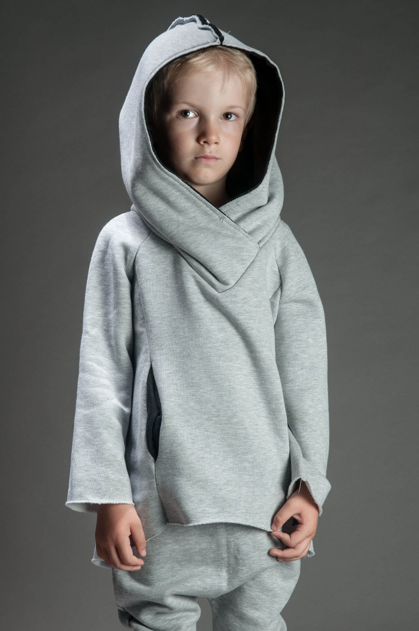 Bluza bokserska dziecięca szara z czernią