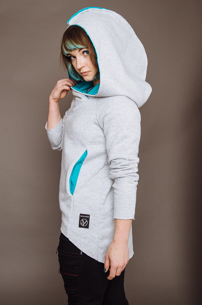 Bluza bokserska damska szara z turkusem