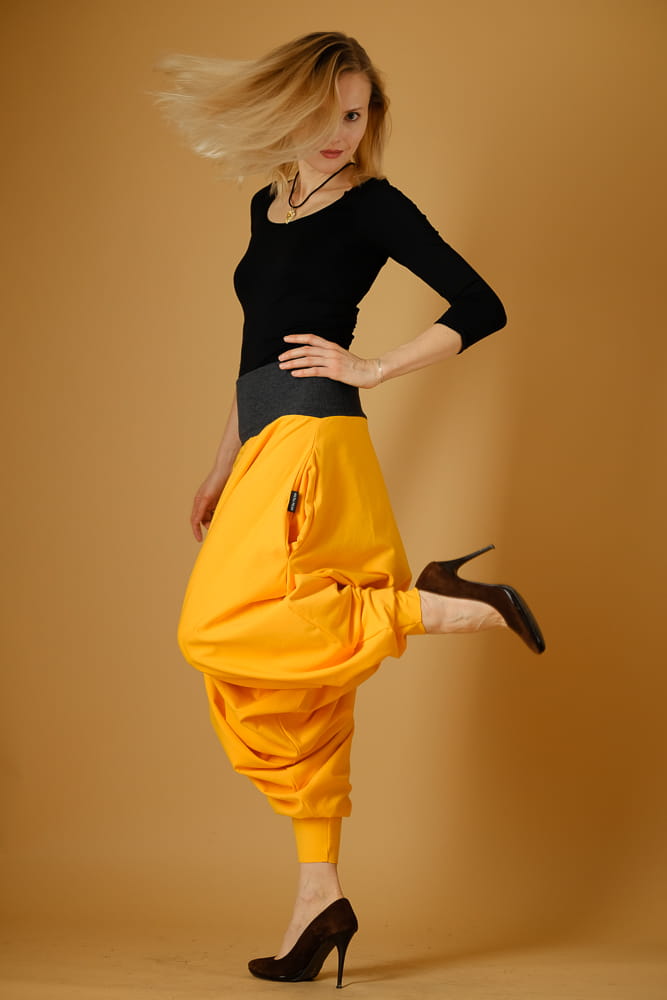 Spodnie Haremki damskie mandarynkowe