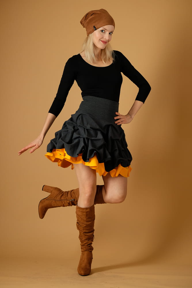 Spódnica podwójnie spieniona damska mini mandarynkowa