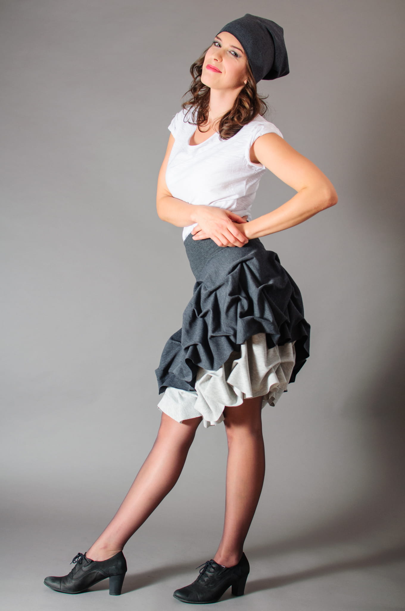 Spódnica podwójnie spieniona damska mini szara