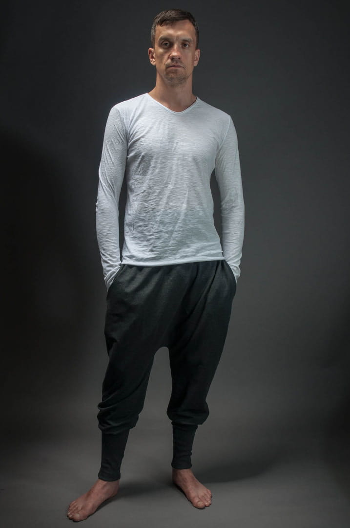 Spodnie wąskie z kieszeniami męskie ciemnoszare