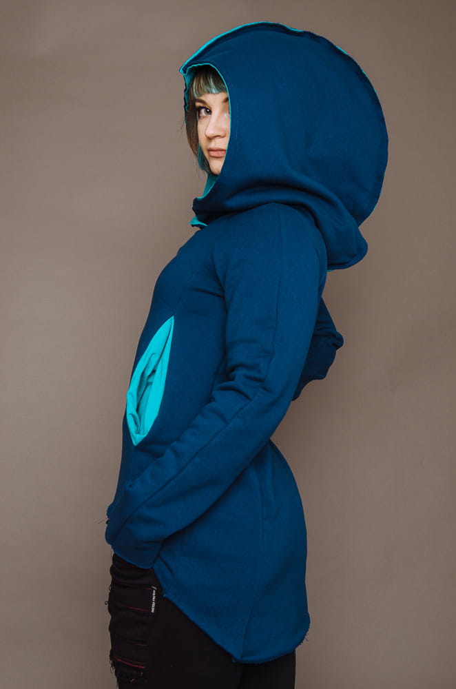 Bluza bokserska damska granatowa z turkusem