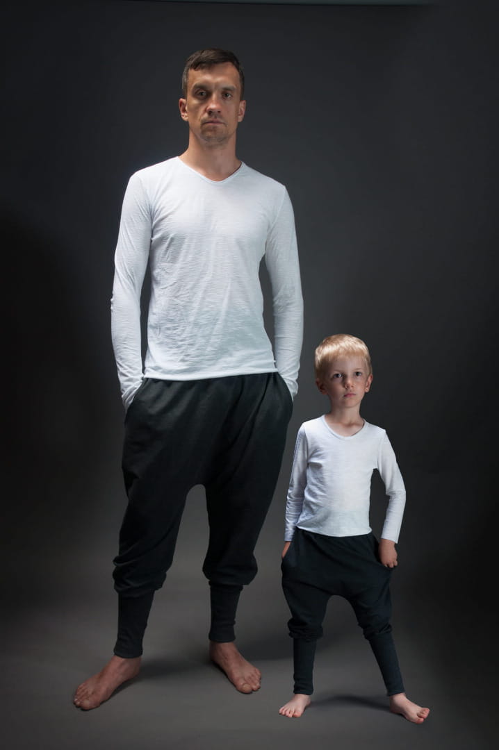 Spodnie Wąskie Ciemnoszare Komplet Tata/Dziecko