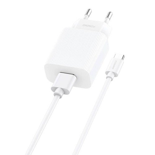Ładowarka sieciowa Foneng, EU28 12W, 1x USB, QC 3.0 + USB + kabel USB typu C