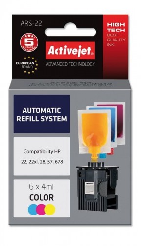 System uzupełnień Activejet ARS-22 (zamiennik HP22, HP 28, HP 57; 6 x 4 ml; kolor)