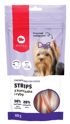 Przysmak dla psa - mięsne paski z kurczakiem i rybą 60g