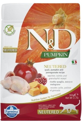N&D CAT PUMPKIN NEUTERED QUAIL&POMEGRANATE ADULT 300g