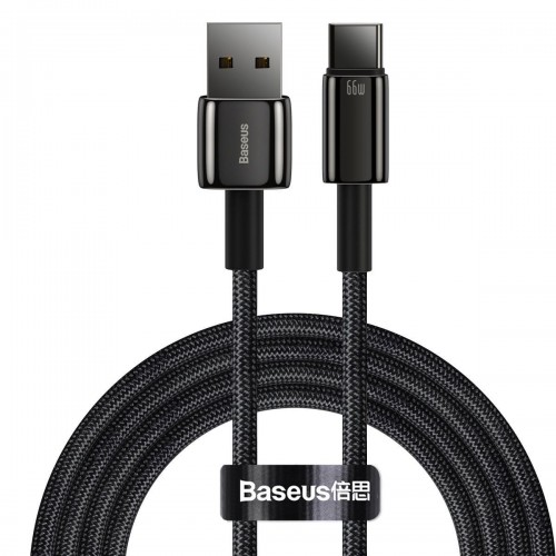 Kabel USB do USB-C Baseus Tungsten Gold, 66W, 2m (czarny)