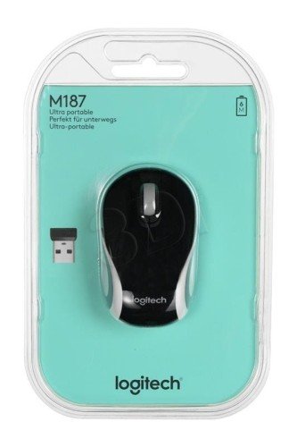 Mysz Logitech M187 Mini 910-002731 (optyczna; 1000 DPI; kolor czarny